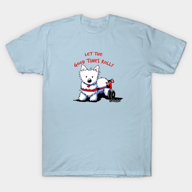 KiniArt Westie On Wheels T-Shirt by KiniArt